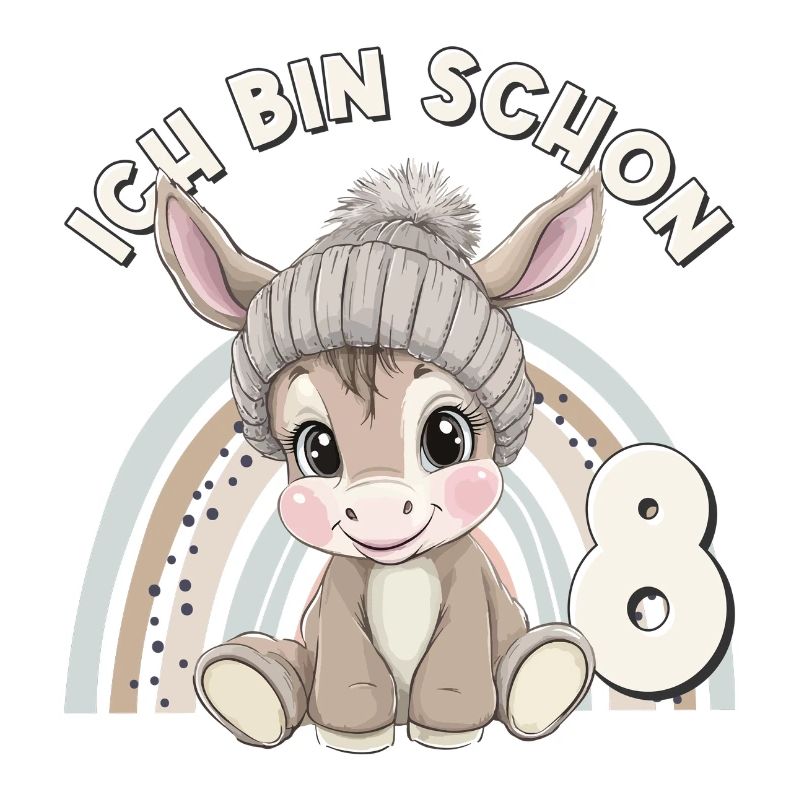 8. Geburtstag Esel Regenbogen Süß Niedlich