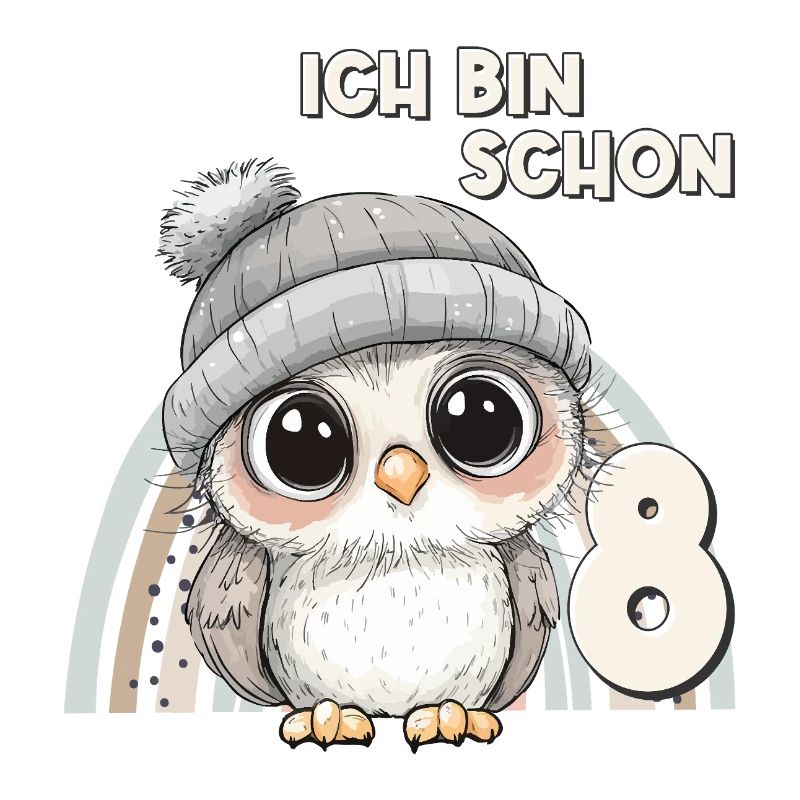 8. Geburtstag Eule Regenbogen Süß Niedlich
