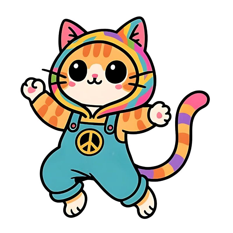 Regenbogenkatze Frieden und Liebe