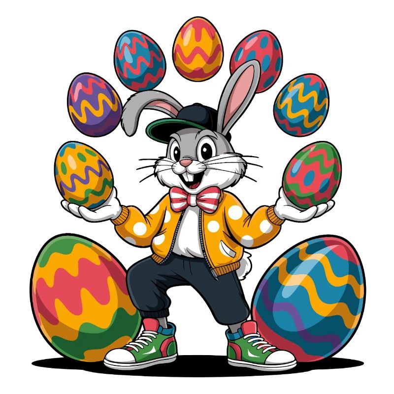 Osterhase mit bunten Eiern