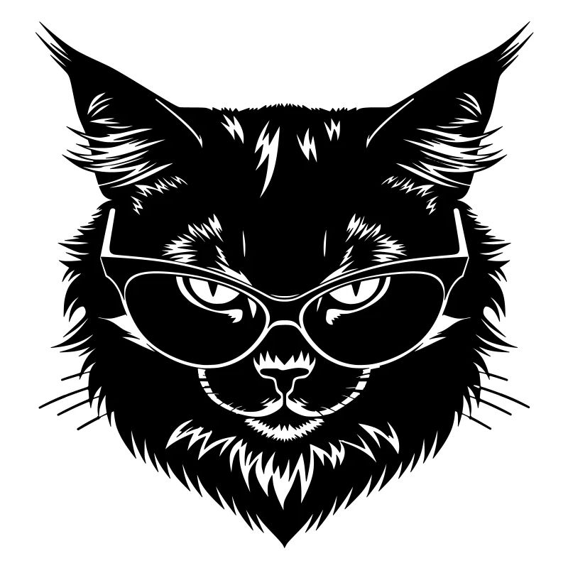 Chat noir à lunettes