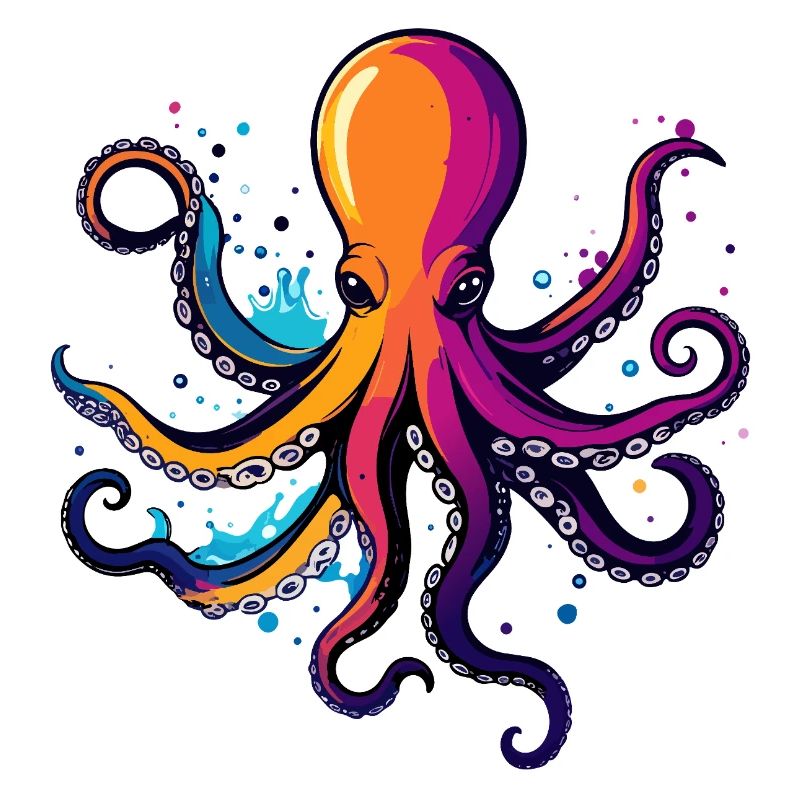 Colorful Octopus Neon Ink Dream