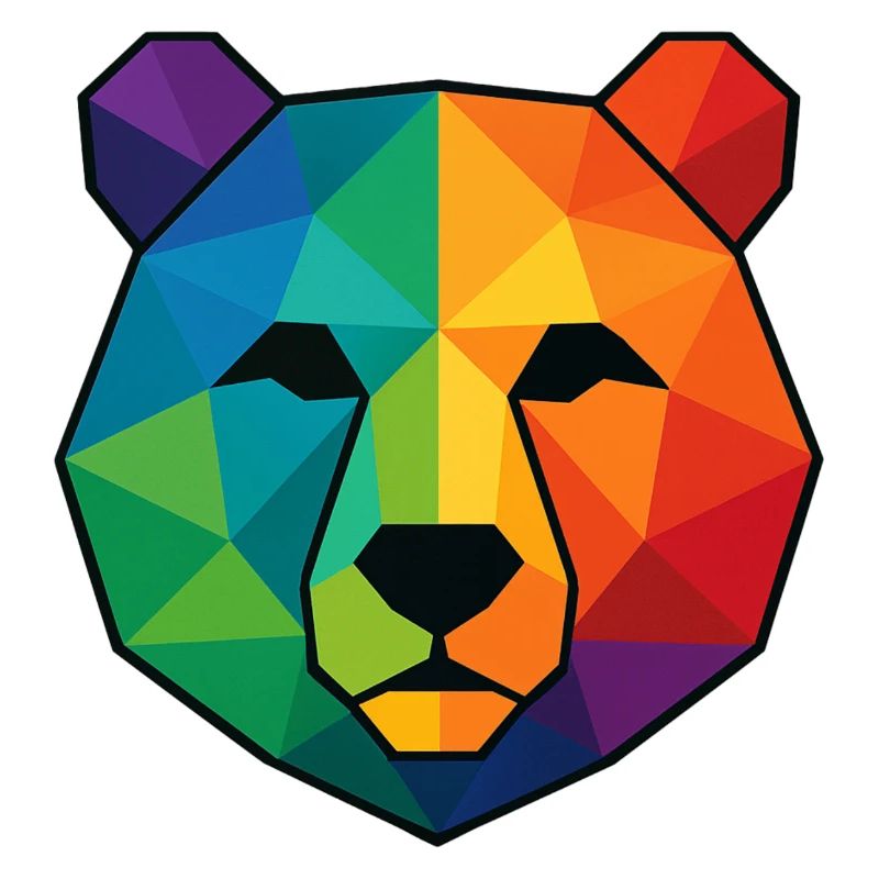 Colorful pop art low poly bear