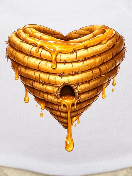 Heart Beehive with Honey Illustration