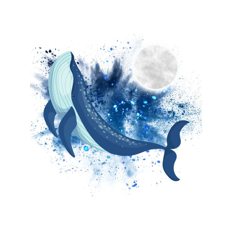 Blauwal mit Mond