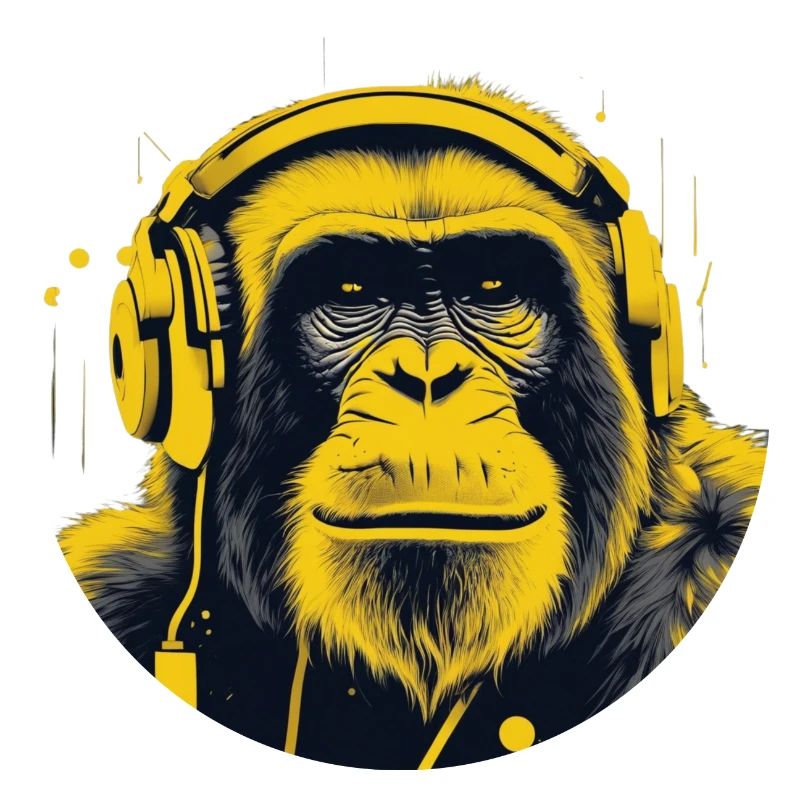 Affe chillt mit Kopfhörern