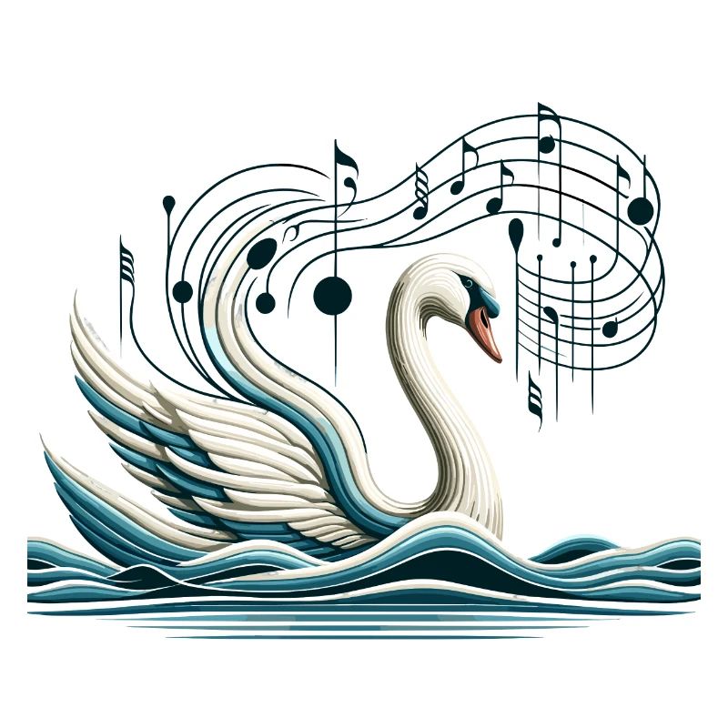 Cygne élégant avec des notes de musique Art Design