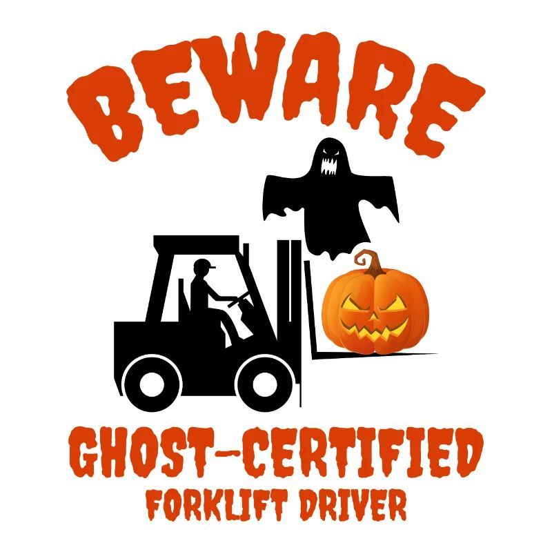 Halloween Ghost Forklift Operator Heavy Equipment