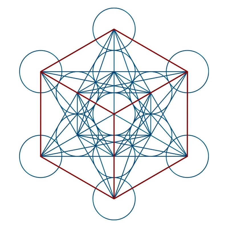 Le cube de Metatron - rouge bleu