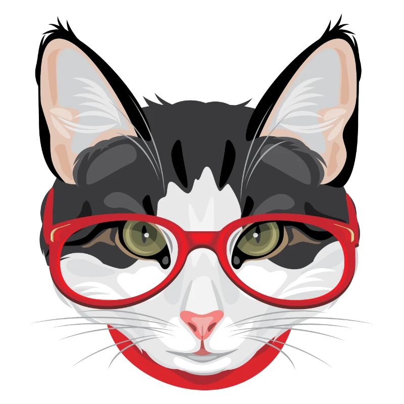 Funny cat with red glasses