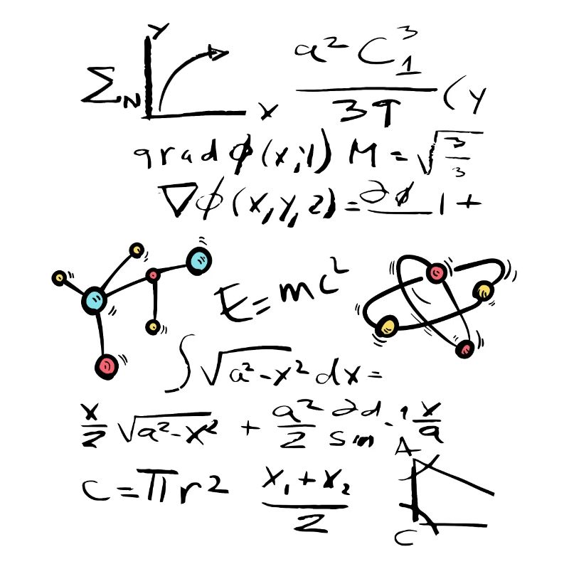 Physics Math Formula with Atoms and Molecules