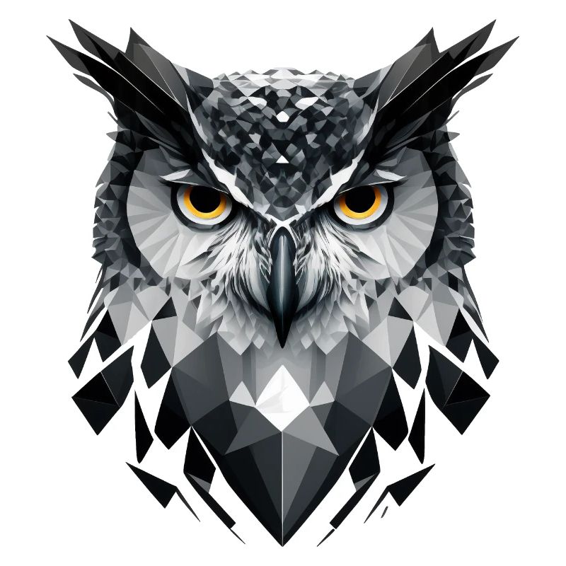 Polygon-Eule in Schwarz-Weiß – Vogelkunst