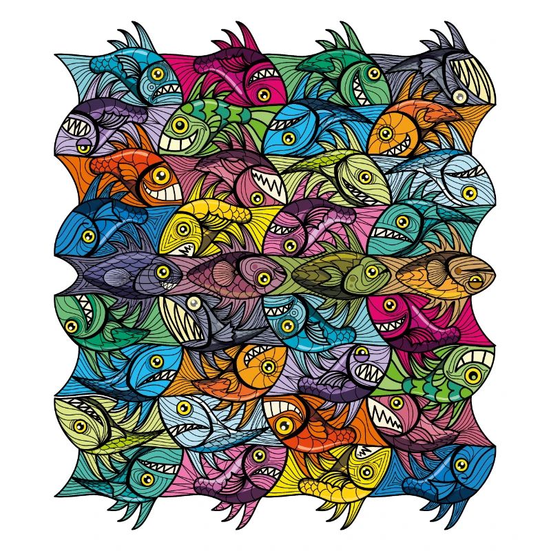 Plus de Fish Tessellation Escher Style Ambigram XXIV