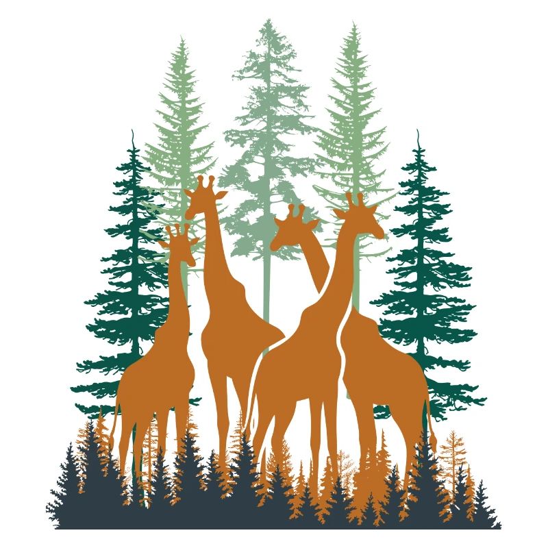 Giraffen zwischen Bäumen