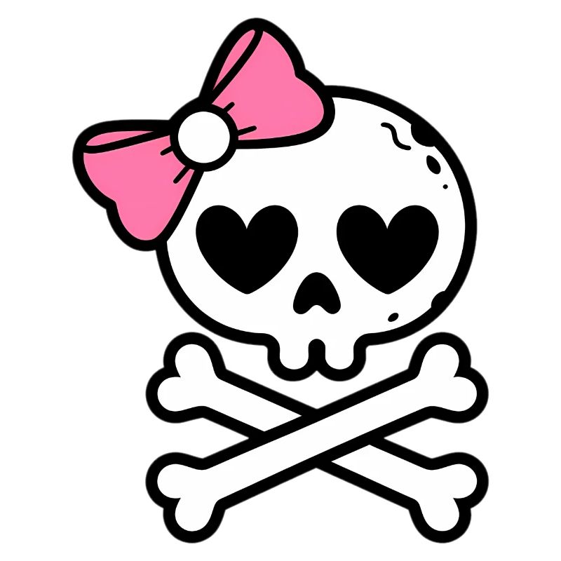 Cute Pink Bow Skull and Crossbones