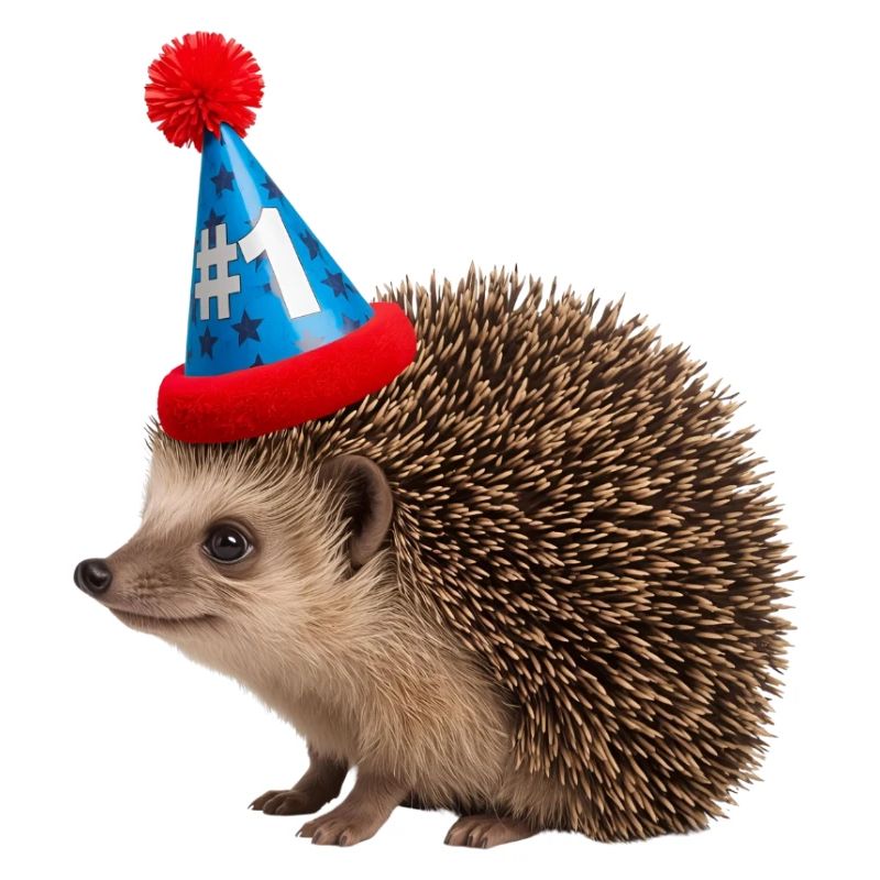 Festlicher Igel mit Partyhut