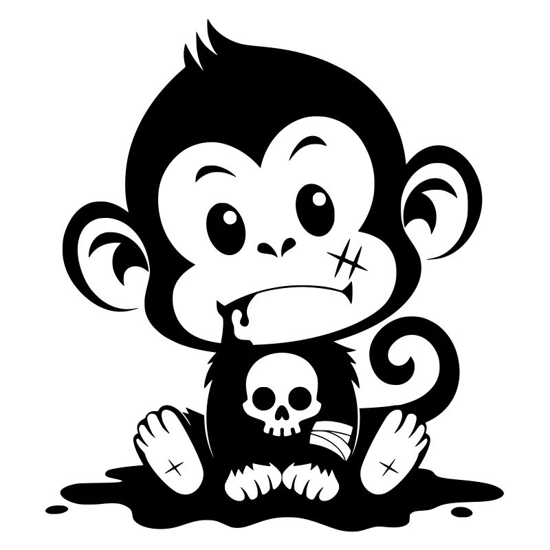 Singe mignon dans un style inquiétant