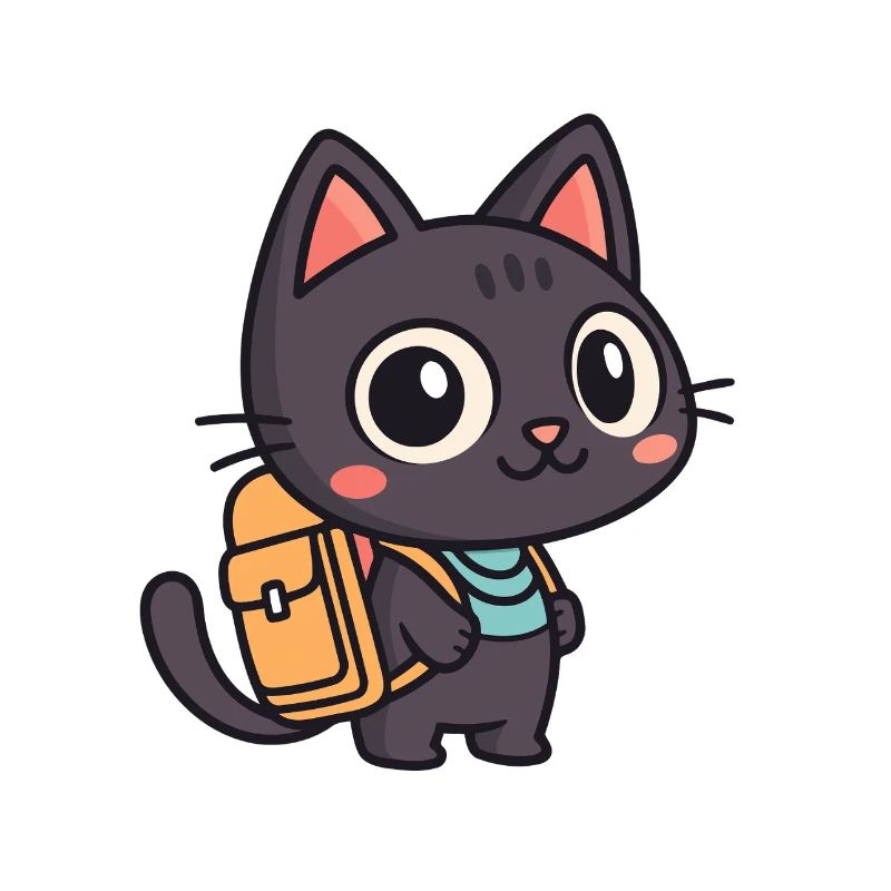 Chat explorateur mignon à cartable