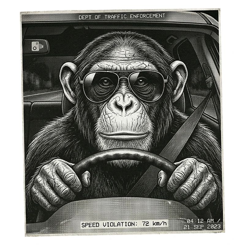 Les radars piégeaient le chauffeur de voiture singe