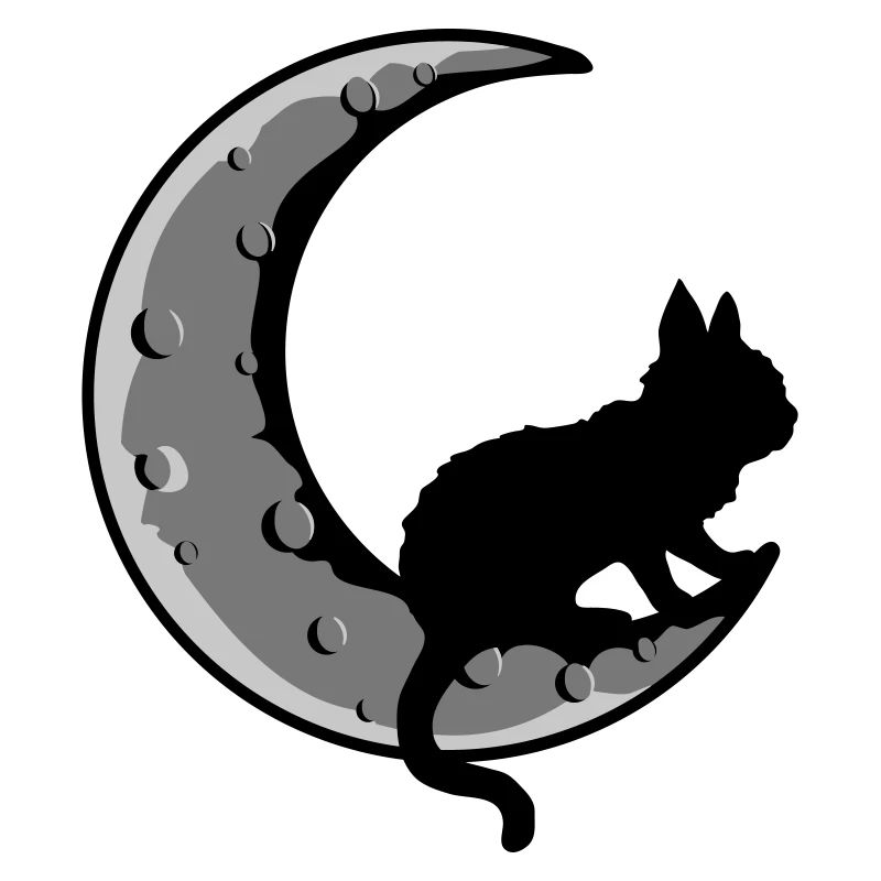 Faucille Lune Chat Noir