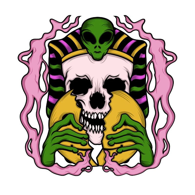 Alien Anubis Skull Egypt Tshirt