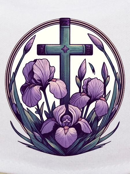Croix chrétienne violet Iris