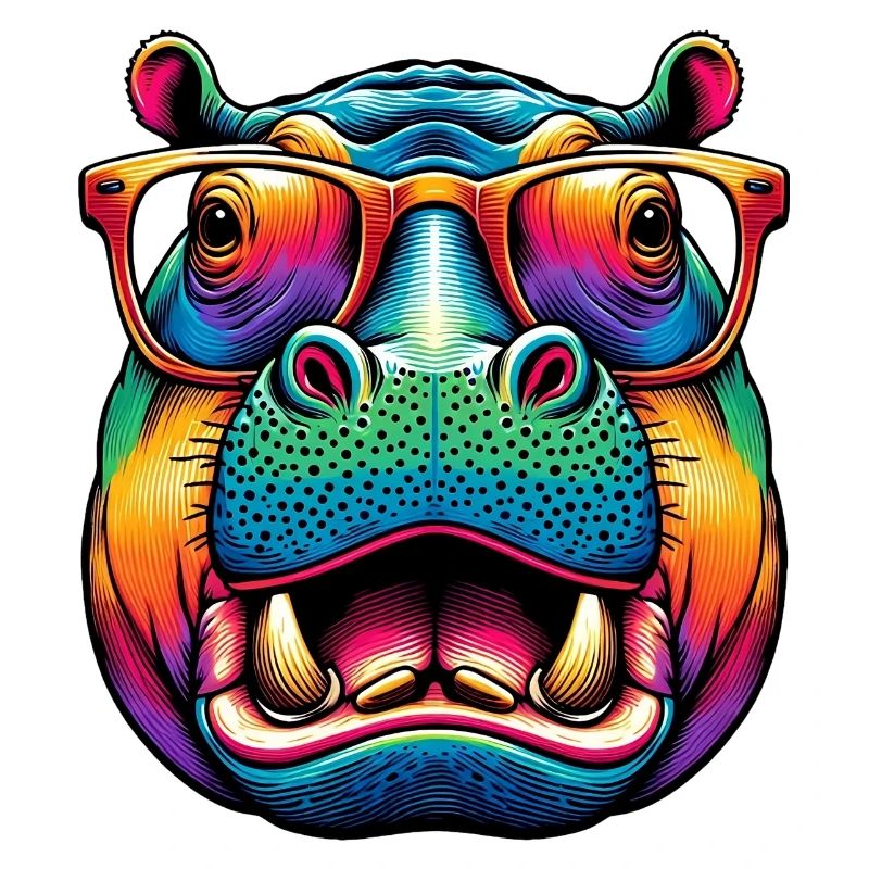 Nilpferd mit Brille