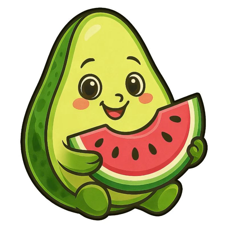 Avocat, melon, pastèque, fruit d’été, design