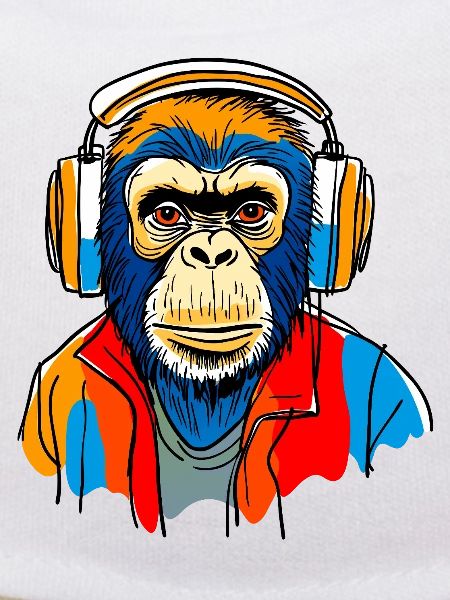Monkey with headphones