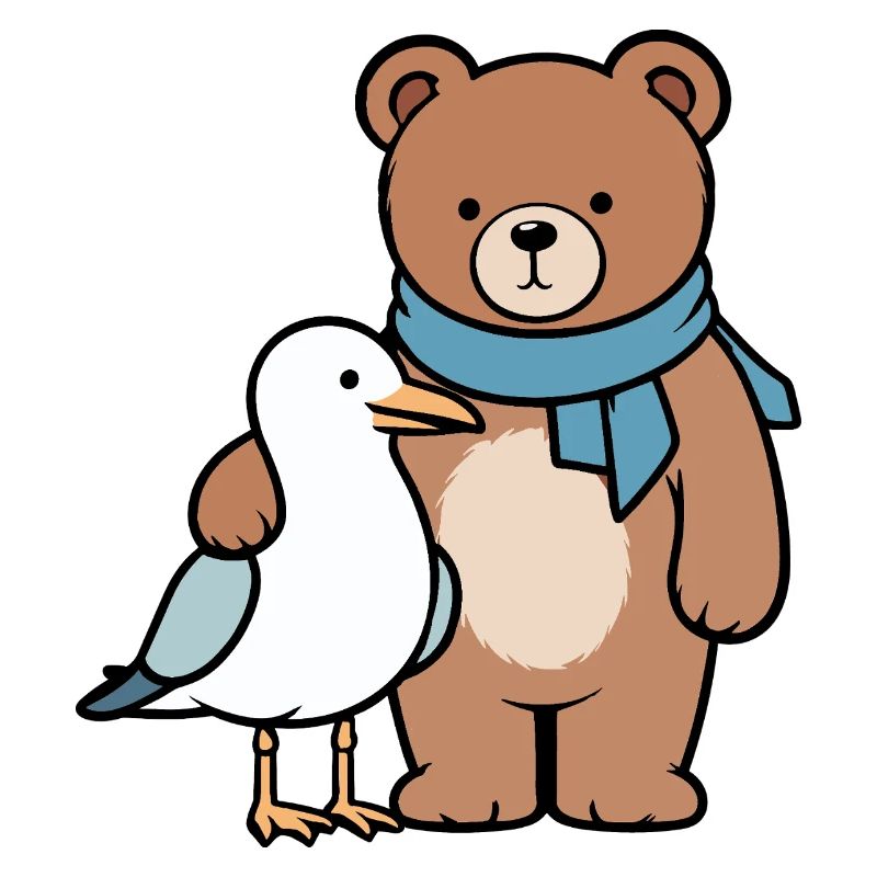 Conception mignonne d’ours et d’oiseau