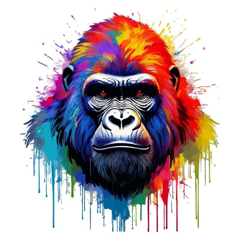 Regenbogen-Gorilla Kunst-Splash