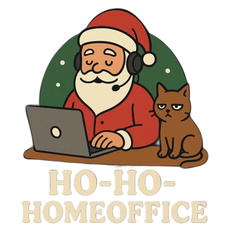 Bureau de Noël Père Noël Chat Illustration
