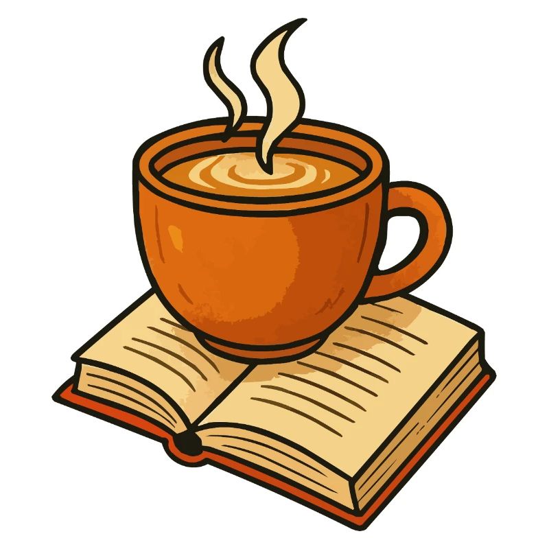 Kaffee über Buch Illustration
