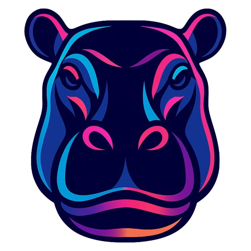 Neon Hippo Kopf