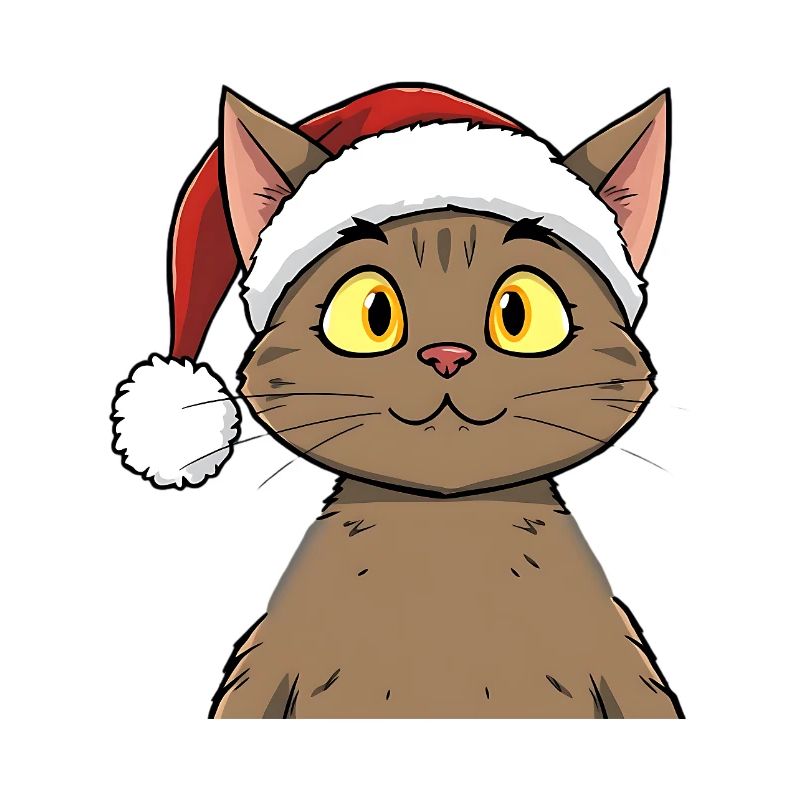 Chat de Noël mignon dans un style dessin animé mignon