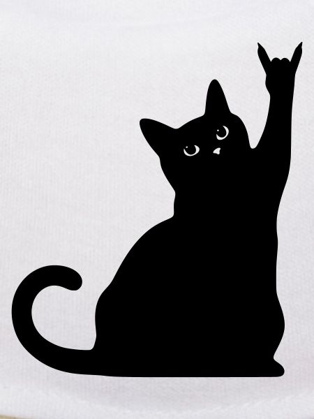 Schwarze Katze – Devil Horns Silhouette