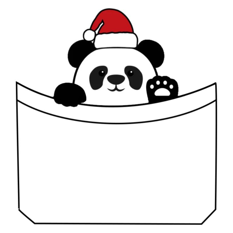 Panda poche bonnet noël
