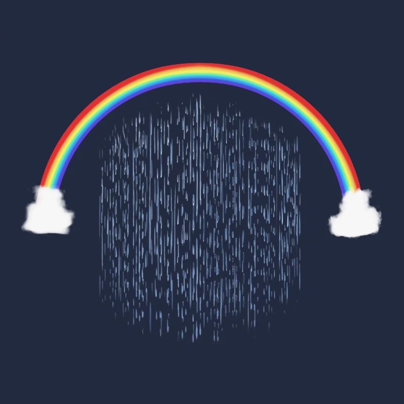 Rainbow with Rain Drops Pattern