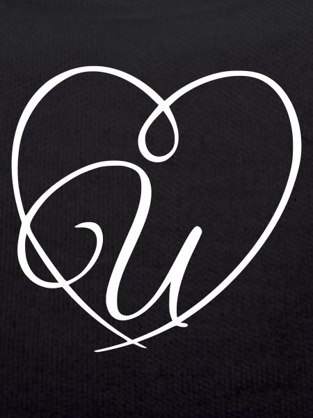 Letter U Calligraphy Heart