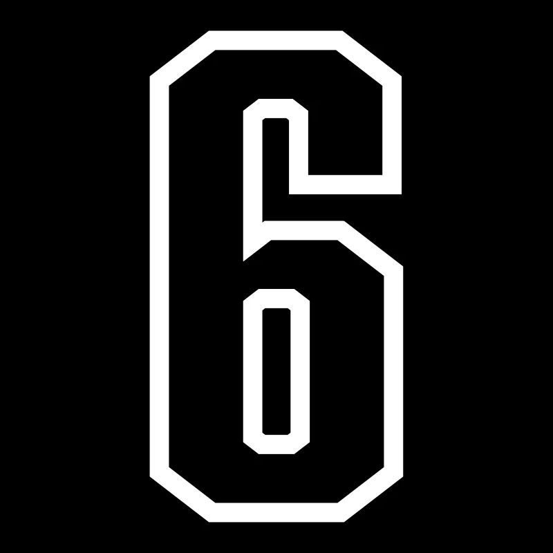 6 - Numéro 6 - Numéro de maillot bicolore changer de couleur