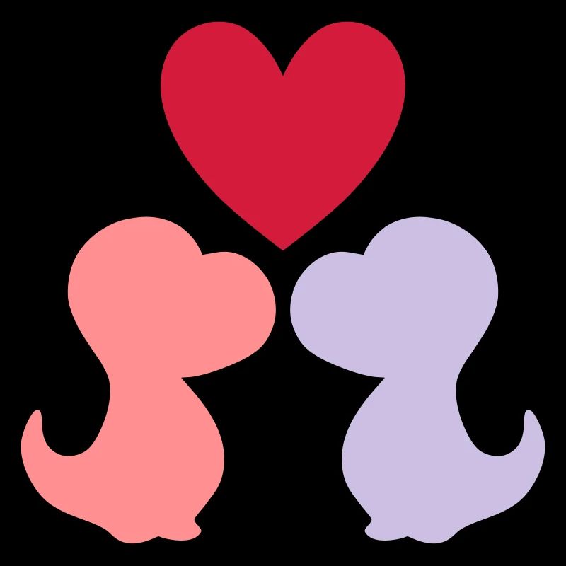 Zwei Dinosaurierbabys und ein Herz