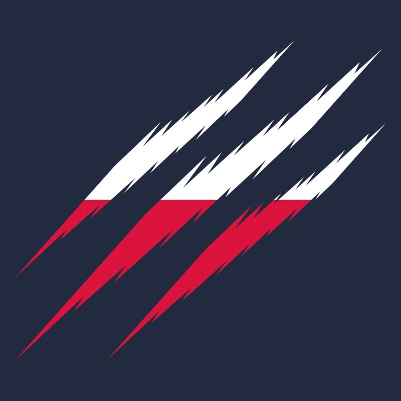 Drapeau de la Pologne griffes griffes marque de grattage coupe rayée