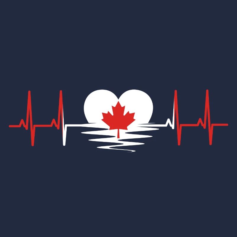 Drapeau du Canada pulsation cardiaque pulsation sinusoïdale ECG coeur