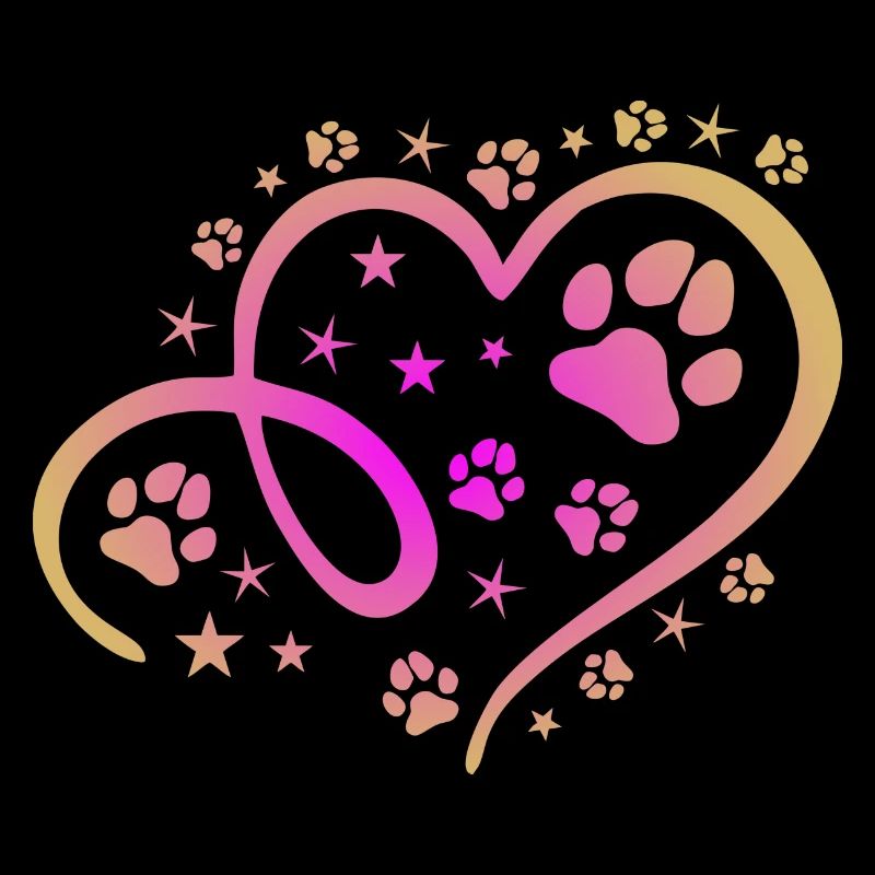 Herz mit Pfötchen und Sternen