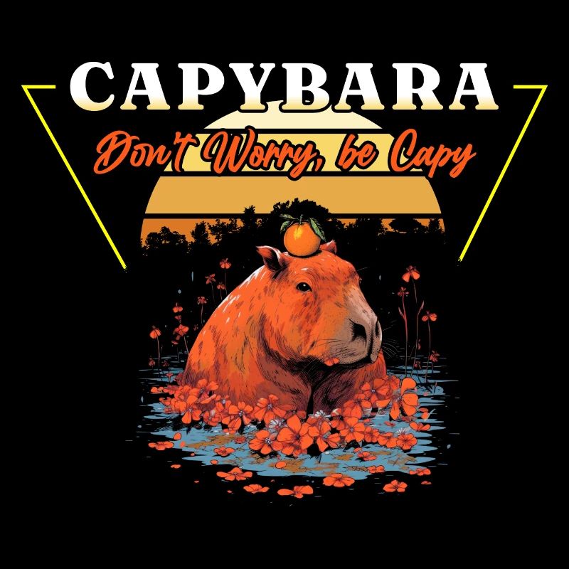 Capybara Retro Vintage 80s Vaporwave Aesthetic