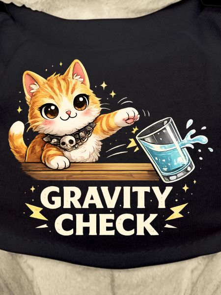 Gravity Check Katze lustiger Spruch