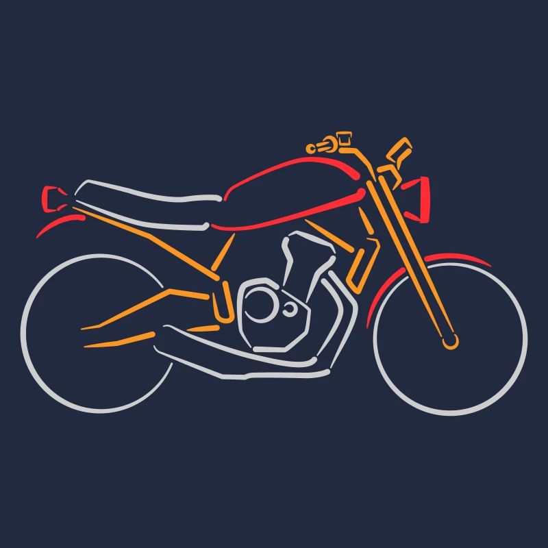 Motorrad Classic-Bike Konturen mehrfarbig
