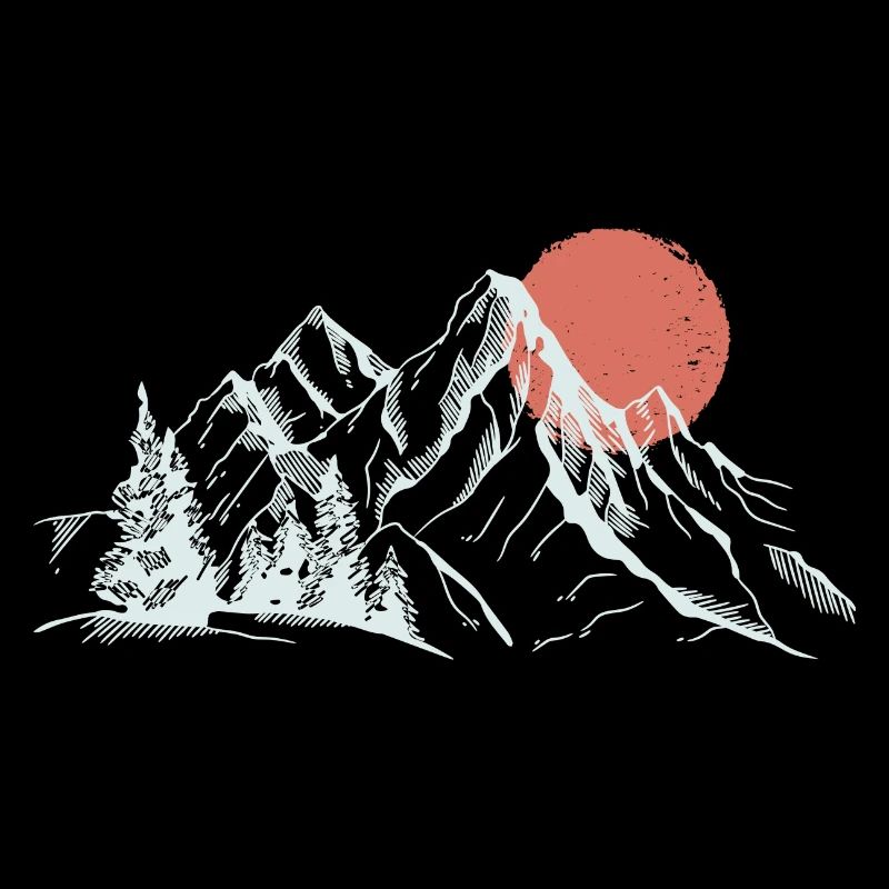 Crimson Sun Over Snowy Peaks