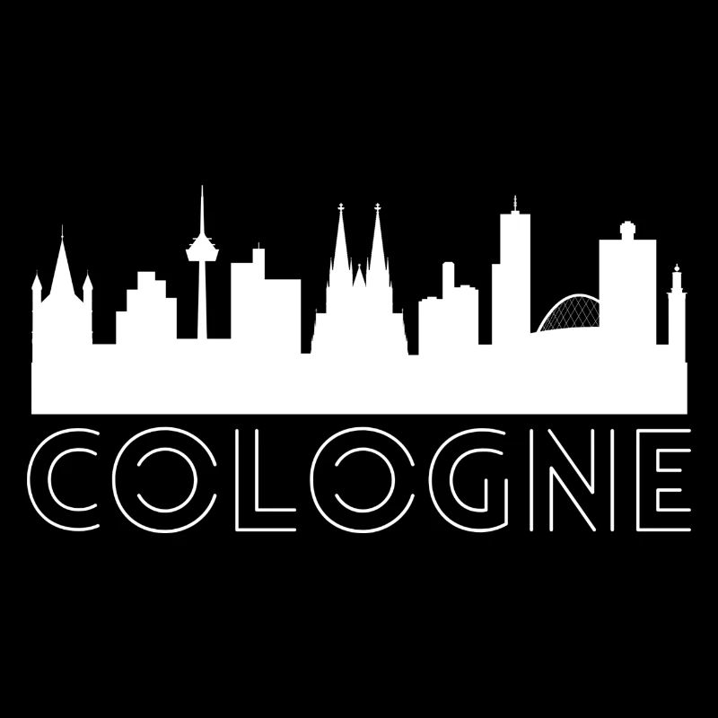 Motif Cologne avec silhouette de la ville en blanc