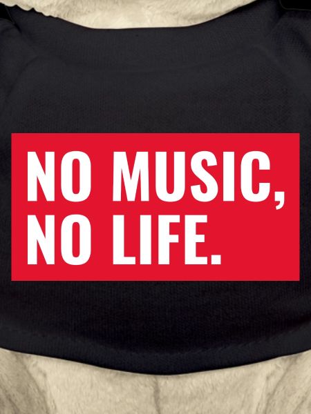 Music statement on red background
